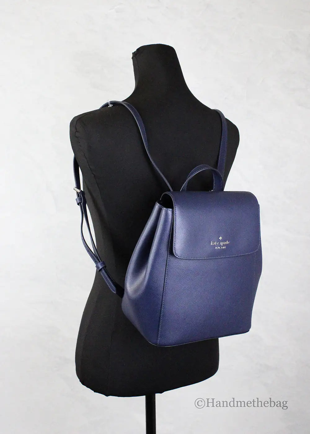 Kate Spade Madison Navy Leather Medium Flap Backpack